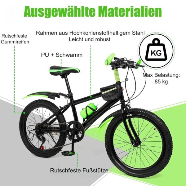 Charocean 20 Zoll Kinder Mountainbike mit 7 Gängen und verstellbarem Sitz für Abenteuer