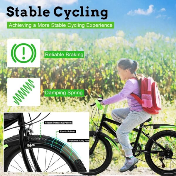 CHIMHOON 20 Zoll Kinder Mountainbike 7-Gang mit Scheibenbremse und Gabelfederung ideal für 130-150 cm Jugendliche