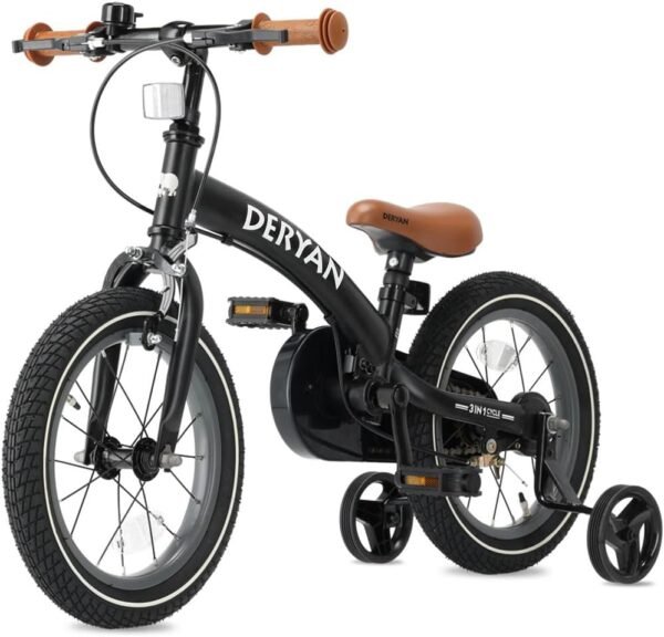 Deryan Luxus Kinderfahrrad 12 und 14 Zoll | 3 in 1 Laufrad | Fahrrad mit Verstellbarem Sattel und Lenker | Kinder Fahrrad für Jungen und Mädchen