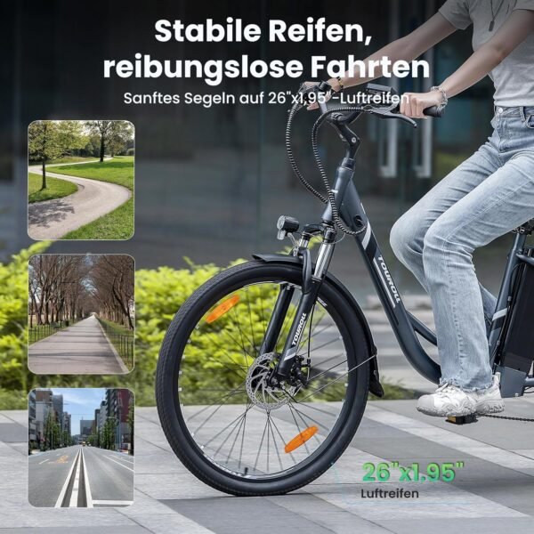 Entdecke das Touroll B1 City E-Bike mit 90 km Reichweite und 250W Motorspaß