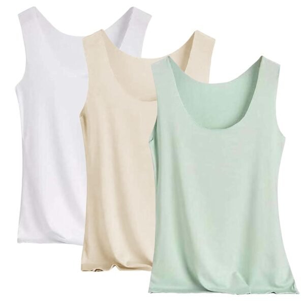 Generisch 3er Pack Unterhemden Damen Baumwolle Trägertop Basic Einfarbig Tank Tops Bequemes Leicht Casual Oberteile Dünn Ärmellos Untertops Stretch Slim Fit Unterhemd Sport...