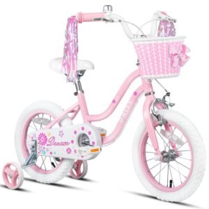 Glerc Kinderfahrrad 12/14/16 Zoll für 2-7 Jahre Mädchen Fahrrad mit Korb, Luftschlangen, Stützräder und Glocke