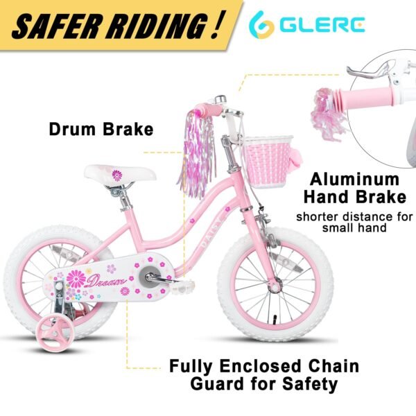 Glerc Kinderfahrrad 12 Zoll mit Stützrädern Korb und Glocke für kleine Entdecker