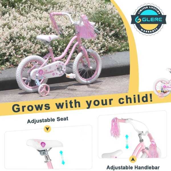 Glerc Kinderfahrrad 12 Zoll mit Stützrädern Korb und Glocke für kleine Entdecker