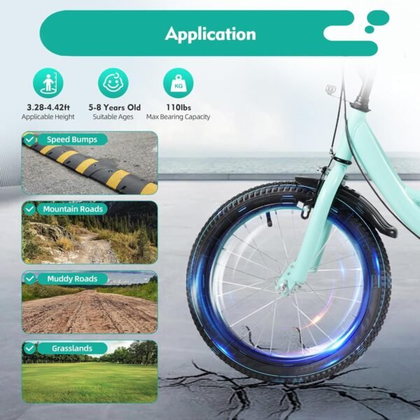 Jolre 16 Zoll Kinderfahrrad grün mit Stabilisatoren und sicherer Handbremse ideal für Kinder