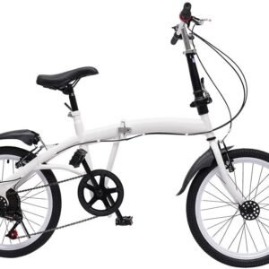 Jolre 20" 6-Gang Klapprad, Faltrad, Klappfahrrad Erwachsene, Outdoor-Sport-City-Bike, V-Brake, Teenager Fahrrad City Fahrrad, Sitz Aluminium-Faltrad, Weiß