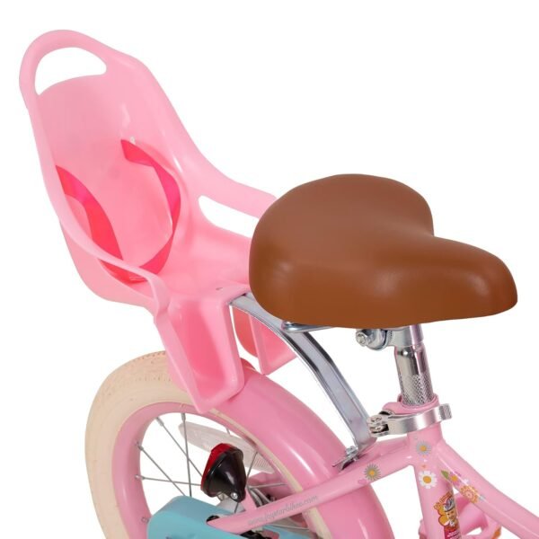 JOYSTAR Little Daisy 14 Zoll Kinderfahrrad mit Stützrädern Korb und Puppensitz Rosa