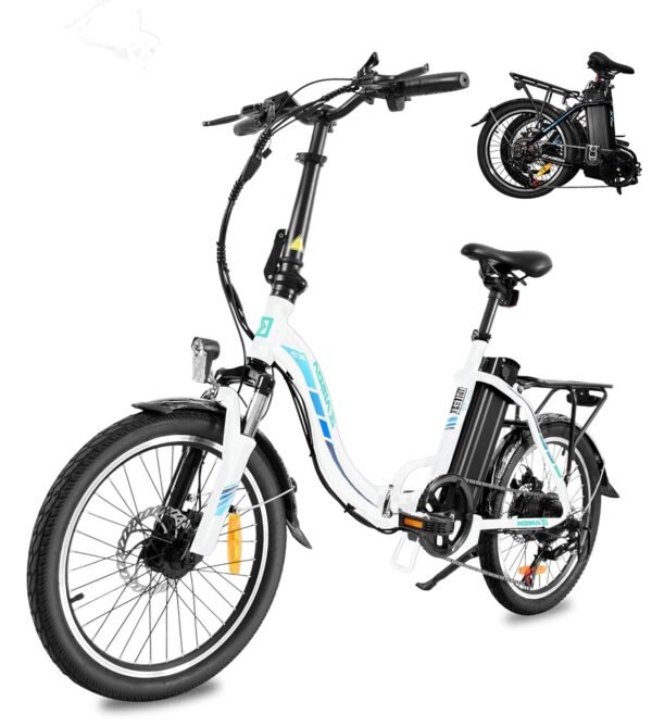 KAISDA E-Bike Folding Bike 20 Inch Aluminium with 250 W Motor 36 V 13 Ah Li-ion Battery up to 100 km Distance, 7-Speed Pedelec E-City Bike with Bicycle Basket Electric Bicycle...