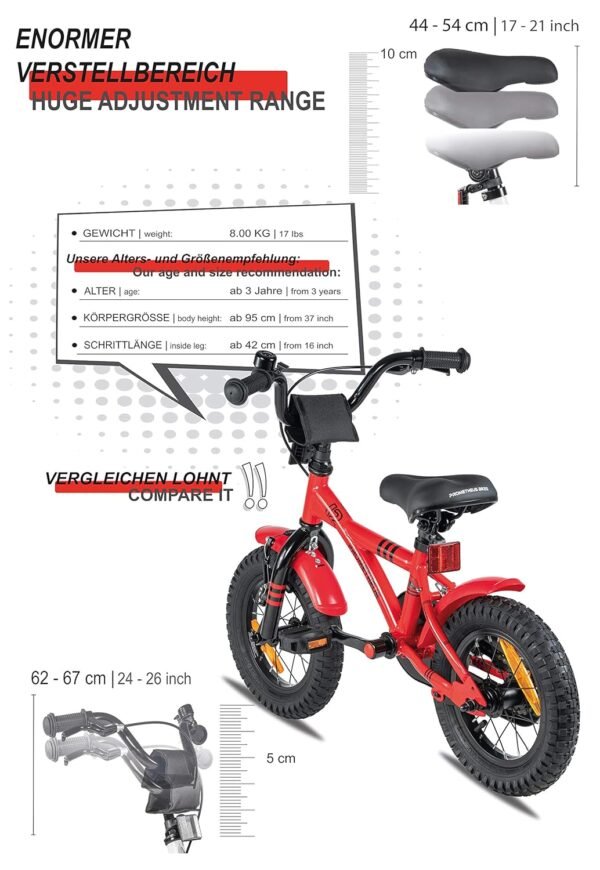 Kinderfahrrad 12 Zoll mit Stützrädern und Rücktrittbremse perfekt für Kinder ab 3 Jahren