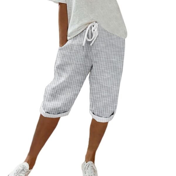 Leinenhose Damen Sommer Hosen Weites Bein Sommerhose Leicht 7/8 High Waist Leinen Hose Lang Druckt Freizeithose Baumwolle Casual Strandhose