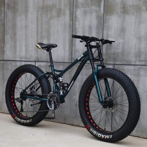Nationalr Reeim Mountain Bike 26" Mjh-01 Adult Fat Tire Bike 21 Speed Bike Carbon Steel Frame Double Full Suspension Double Disc Brake Orange/Cyan