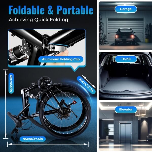 OBLLER 26 Zoll Klapprad Mountainbike mit 21 Gängen und robuster Doppelscheibenbremse für Jugendliche
