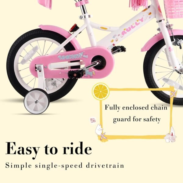 Rully Kinderfahrrad 16 Zoll mit Stützrädern und Korb für Mädchen sicher und bunt