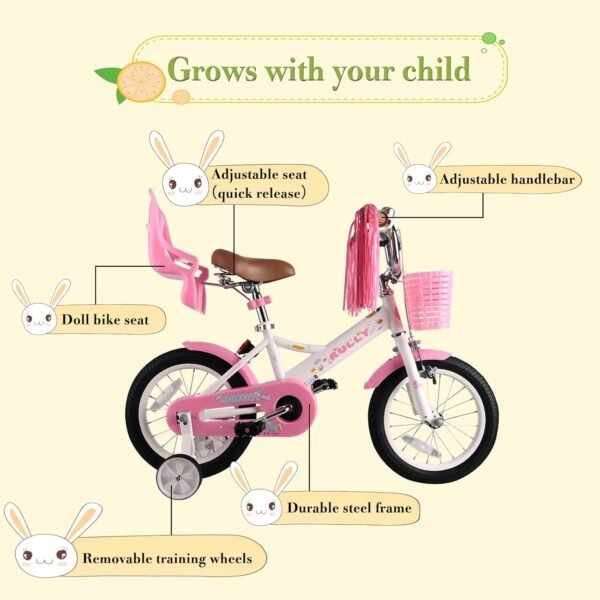 Rully Kinderfahrrad 16 Zoll mit Stützrädern und Korb für Mädchen sicher und bunt