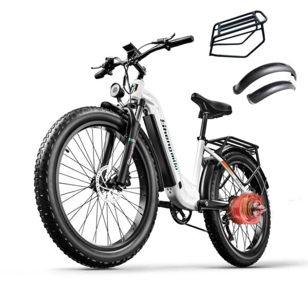 Shengmilo MX06 e Bike Men's/Women's Ebike 1OOOW 80N.M, 26 Inch Fat Tyre Electric Bicycle, 7-Speed Gears, 48 V 17.5 Ah Battery, City Bike, Electric Bicycle, Gift for Men and...