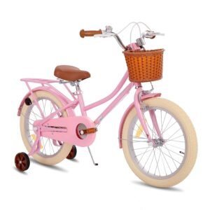 STITCH MANCHI 12 & 14 & 16 & 18 Zoll Kinderfahrrad mit Korb & Stützrädern für 2-9 Jahre alte Mädchen & Jungen (Grün & Rosa)