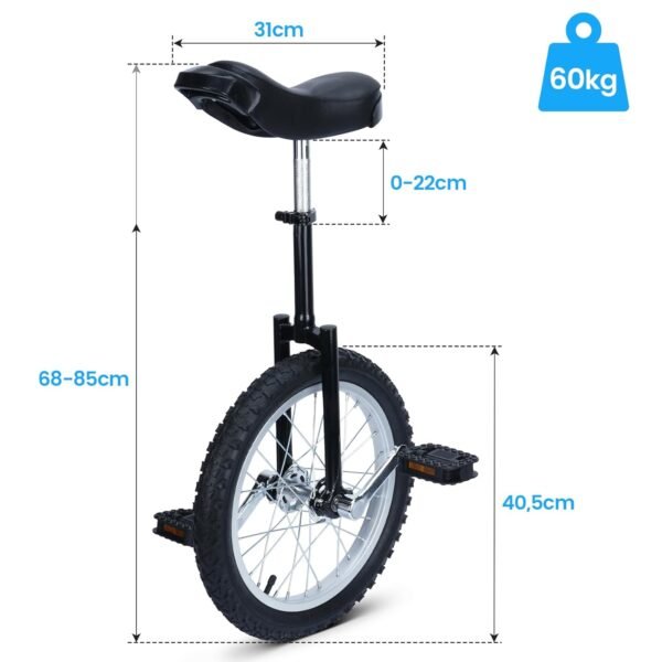 Tonchean 16 Zoll Einrad für Kinder mit rutschfesten Pedalen und höhenverstellbarem Sattel