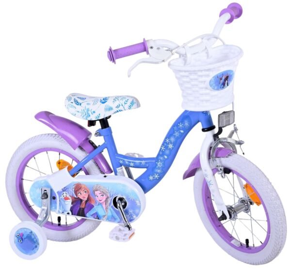 Volare Kinderfahrrad Frozen 2 14 Zoll mit Korb und Stützrädern ideal für Anfänger