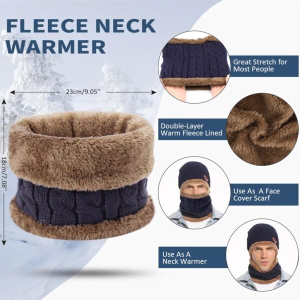 Wintermütze und Loop Schal Set Herren Damen mit Fleece für kalte Tage