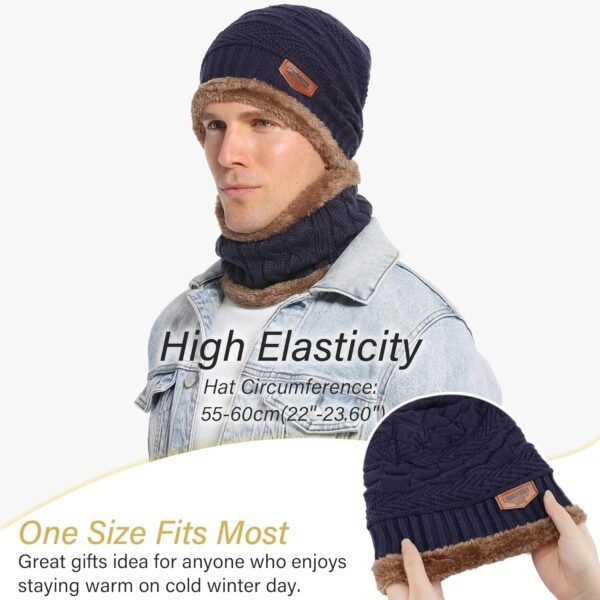 Wintermütze und Loop Schal Set Herren Damen mit Fleece für kalte Tage