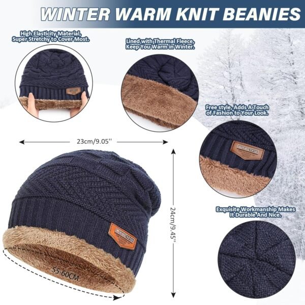 Wintermütze und Loop Schal Set Herren Damen mit Fleece für kalte Tage